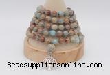 GMN1166 Hand-knotted 8mm, 10mm serpentine jasper 108 beads mala necklaces with charm