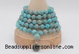 GMN1167 Hand-knotted 8mm, 10mm sea sediment jasper 108 beads mala necklaces with charm