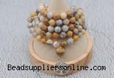 GMN1184 Hand-knotted 8mm, 10mm yellow crazy agate 108 beads mala necklaces with charm