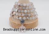 GMN1188 Hand-knotted 8mm, 10mm montana agate 108 beads mala necklaces with charm