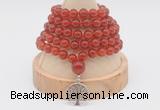 GMN1201 Hand-knotted 8mm, 10mm red agate 108 beads mala necklaces with charm