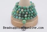 GMN1210 Hand-knotted 8mm, 10mm grass agate 108 beads mala necklaces with charm