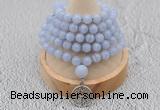 GMN1214 Hand-knotted 8mm, 10mm blue lace agate 108 beads mala necklaces with charm