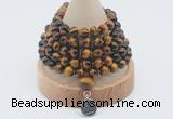 GMN1218 Hand-knotted 8mm, 10mm yellow tiger eye 108 beads mala necklaces with charm