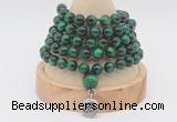 GMN1229 Hand-knotted 8mm, 10mm green tiger eye 108 beads mala necklaces with charm