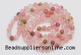 GMN123 Hand-knotted 6mm volcano cherry quartz 108 beads mala necklaces