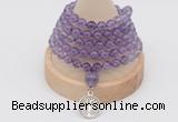 GMN1234 Hand-knotted 8mm, 10mm amethyst 108 beads mala necklaces with charm