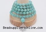 GMN1250 Hand-knotted 8mm, 10mm amazonite 108 beads mala necklaces with charm