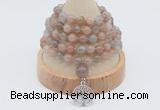 GMN1253 Hand-knotted 8mm, 10mm moonstone 108 beads mala necklaces with charm