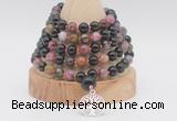 GMN1258 Hand-knotted 8mm, 10mm tourmaline 108 beads mala necklaces with charm