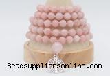 GMN1261 Hand-knotted 8mm, 10mm China pink opal 108 beads mala necklaces with charm