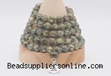 GMN1269 Hand-knotted 8mm, 10mm rhyolite 108 beads mala necklaces with charm