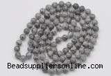 GMN128 Hand-knotted 6mm grey picture jasper 108 beads mala necklaces