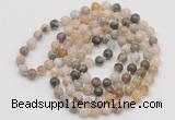 GMN134 Hand-knotted 6mm bamboo leaf agate 108 beads mala necklaces