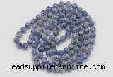 GMN143 Hand-knotted 6mm blue spot stone 108 beads mala necklaces