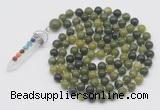 GMN1435 Hand-knotted 8mm, 10mm Canadian jade 108 beads mala necklace with pendant