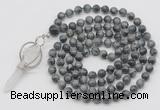 GMN1476 Hand-knotted 8mm, 10mm eagle eye jasper 108 beads mala necklace with pendant