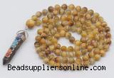 GMN1485 Hand-knotted 8mm, 10mm golden tiger eye 108 beads mala necklace with pendant