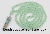 GMN1504 Hand-knotted 8mm candy jade 108 beads mala necklace with pendant