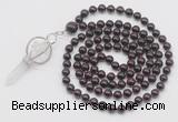 GMN1542 Hand-knotted 8mm, 10mm garnet 108 beads mala necklace with pendant