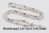 GMN1600 Hand-knotted 6mm montana agate 108 beads mala necklace with pendant