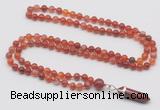 GMN1606 Hand-knotted 6mm fire agate 108 beads mala necklace with pendant