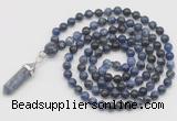 GMN1632 Hand-knotted 6mm sodalite 108 beads mala necklace with pendant