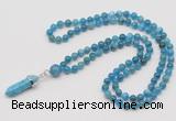 GMN1634 Hand-knotted 6mm apatite 108 beads mala necklace with pendant