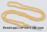 GMN1635 Hand-knotted 6mm honey jade 108 beads mala necklace with pendant