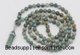 GMN1643 Hand-knotted 6mm African turquoise 108 beads mala necklaces with pendant