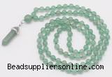 GMN1648 Hand-knotted 6mm green aventurine 108 beads mala necklaces with pendant