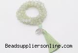 GMN1786 Knotted 8mm, 10mm New jade 108 beads mala necklace with tassel & charm