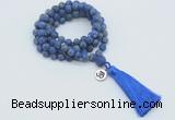 GMN2017 Knotted 8mm, 10mm matte lapis lazuli 108 beads mala necklace with tassel & charm