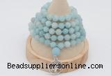 GMN2204 Hand-knotted 8mm, 10mm matte amazonite 108 beads mala necklace with charm