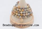 GMN2209 Hand-knotted 8mm, 10mm matte yellow crazy agate 108 beads mala necklace with charm