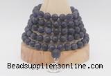 GMN2220 Hand-knotted 8mm, 10mm matte amethyst 108 beads mala necklace with charm