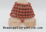 GMN2225 Hand-knotted 8mm, 10mm matte red jasper108 beads mala necklace with charm