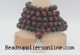 GMN2236 Hand-knotted 8mm, 10mm matte red tiger eye 108 beads mala necklaces with charm