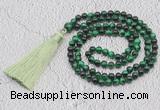 GMN224 Hand-knotted 6mm green tiger eye 108 beads mala necklaces with tassel