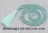 GMN233 Hand-knotted 6mm amazonite 108 beads mala necklaces with tassel