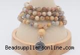 GMN2406 Hand-knotted 6mm yellow crazy agate 108 beads mala necklace with charm