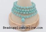 GMN2435 Hand-knotted 6mm amazonite 108 beads mala necklace with charm