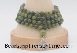 GMN2449 Hand-knotted 6mm Canadian jade 108 beads mala necklaces with charm