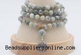 GMN2451 Hand-knotted 6mm artistic jasper 108 beads mala necklaces with charm