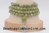 GMN2471 Hand-knotted 6mm China jade 108 beads mala necklaces with charm