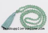 GMN266 Hand-knotted 6mm green aventurine 108 beads mala necklaces with tassel