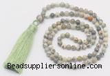 GMN271 Hand-knotted 6mm artistic jasper 108 beads mala necklaces with tassel