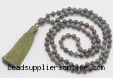 GMN273 Hand-knotted 6mm dragon blood jasper 108 beads mala necklaces with tassel