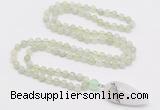 GMN4017 Hand-knotted 8mm, 10mm New jade 108 beads mala necklace with pendant