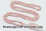 GMN4041 Hand-knotted 8mm, 10mm Chinese pink opal 108 beads mala necklace with pendant